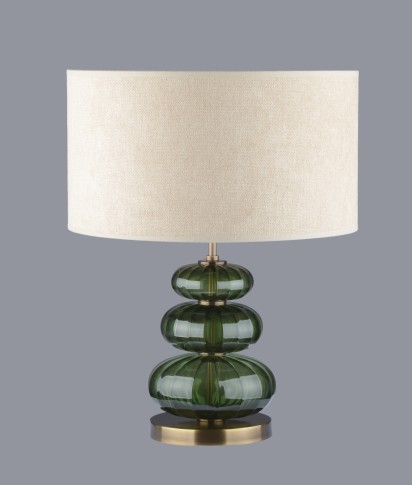 Tischlampe aus dunkelgrünem Glas in der Farbe des Olivins