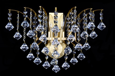 Crown Wandleuchte mit zwei Glühbirnen in mattem Messing