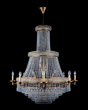 Moderner Strass-Kronleuchter für Treppenhäuser und Flure – (B x H) 94 x 108 cm, Patina