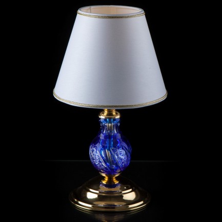 Blaue Tischlampe aus Überfangglas 1