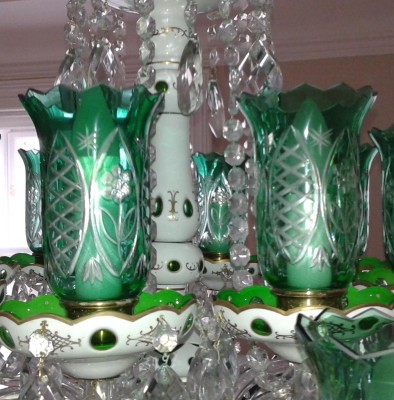 Beleuchtungsvasen - Grünes überfangenes Glas