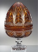 Jantarové sklo - ručně broušené křišťálové vejce jako mistra Fabergého