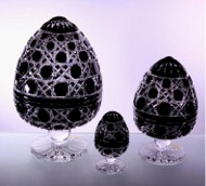 Černá skleněná ručně broušená křišťálová vejce "Rodinka :-)"